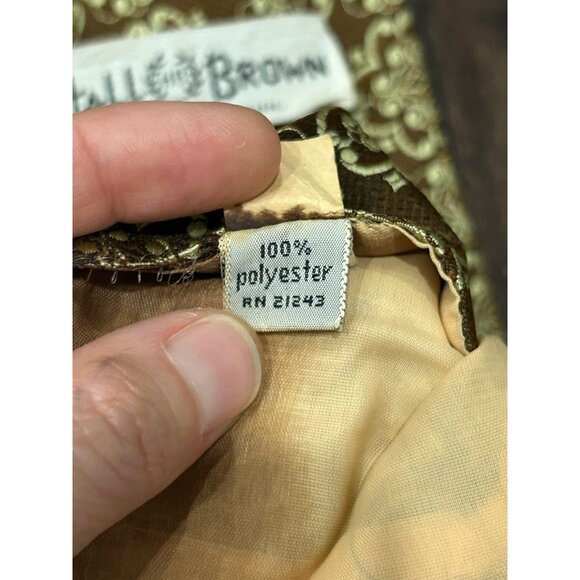 Vintage Hall Brown Floral Embroidered Tie Brown Beige One Size Boho Career Retro - Picture 4 of 7